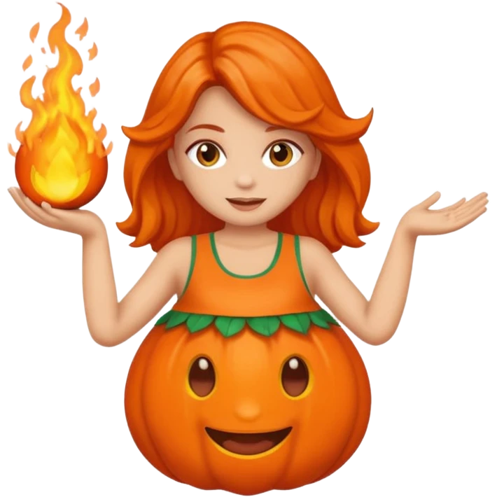 Faça uma boneca jogando carimba, em que a bola que ela está segurando está em chamas e não os cabelos dela emoji