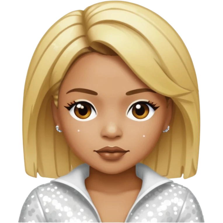 T-Boz from TLC with blonde hair, white sequin outfit emoji