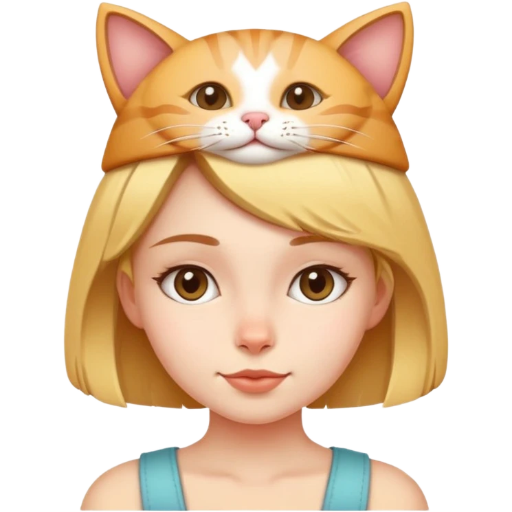 A cat on at girl's head
 emoji