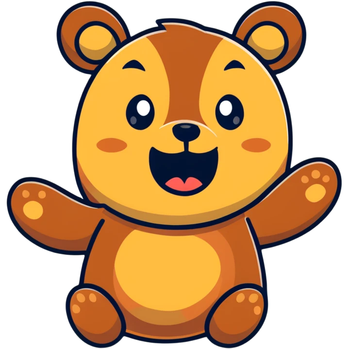 Enthusiastic bear with "wowser" expression, extremely excited and energetic emoji