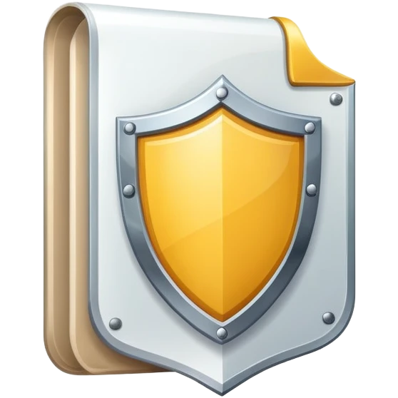 Ads policy represented by a document with a shield, symbolizing protection emoji