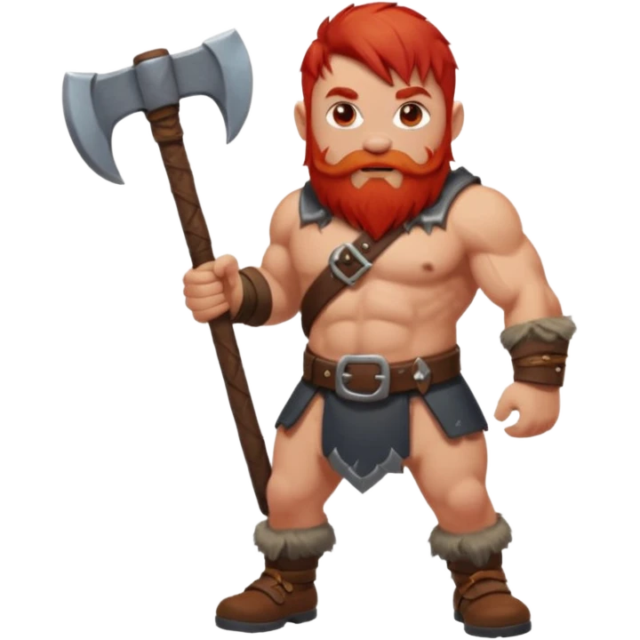Ein zwerg mit roten Haaren und axt, nur der Oberkörper  emoji