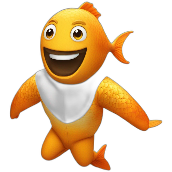 man wearing a fish costume doing a backflip emoji
