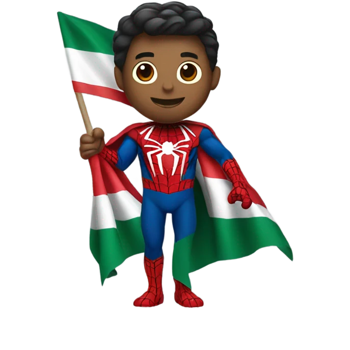 Spider-Man holding Mexican flag emoji
