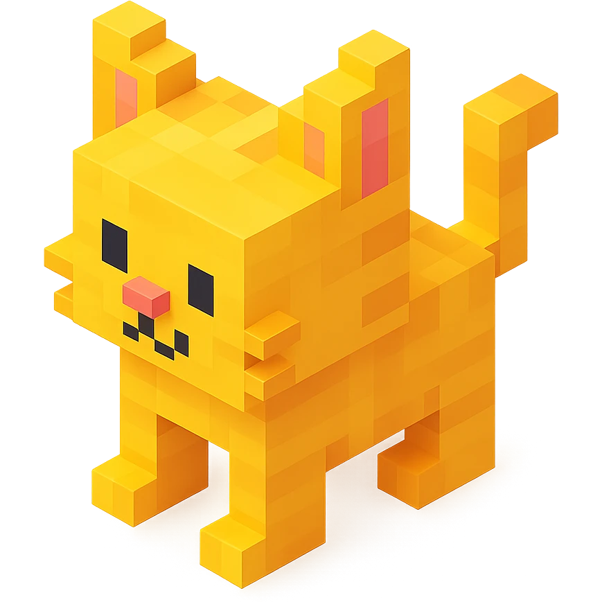voxel style cat, isometric view emoji
