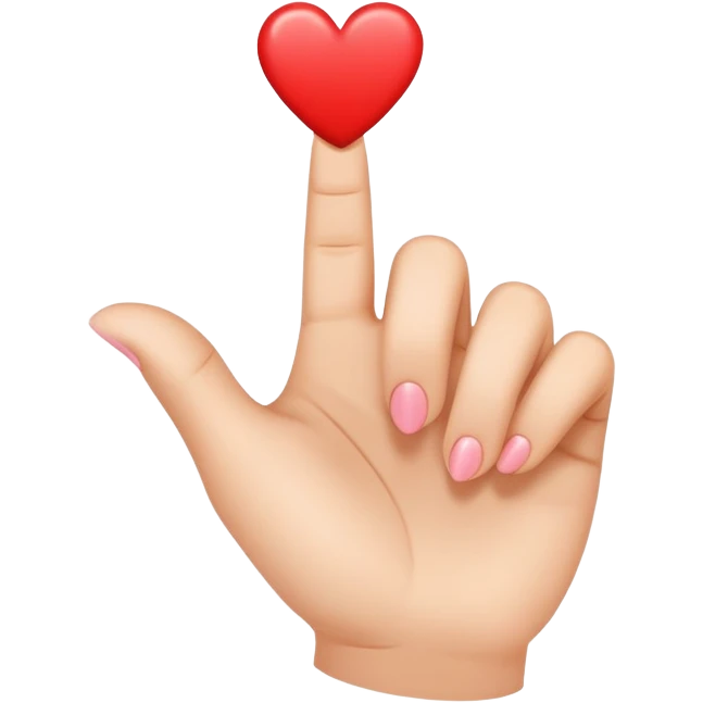 Finger pointed to the side with hearts emoji