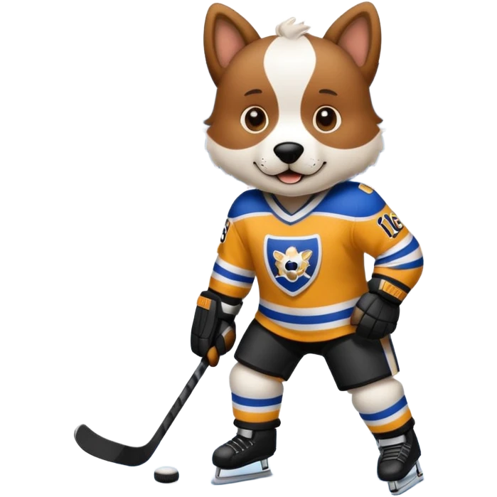 Dog playing ice hockey emoji