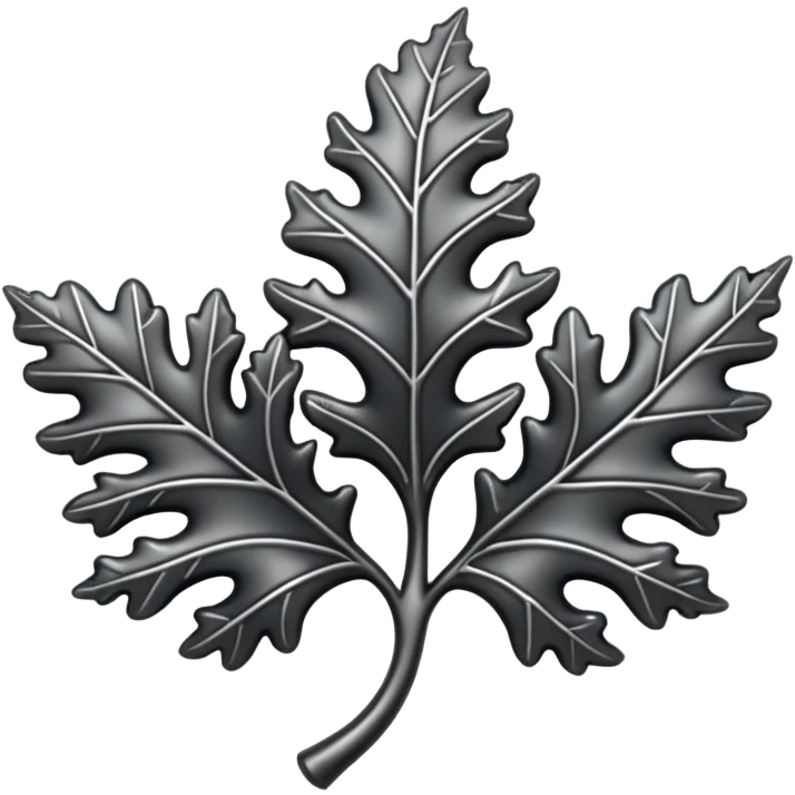 Black and silver filigree Oak leaf, 3D, extremely detailed design emoji