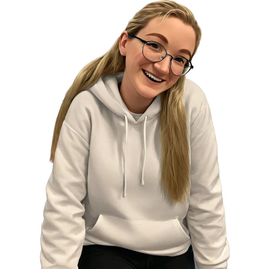 smiling girl in white hoodie emoji