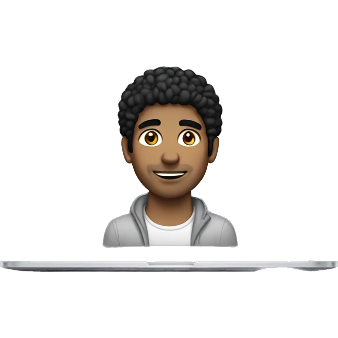 North African man with black hair on MacBook pro emoji