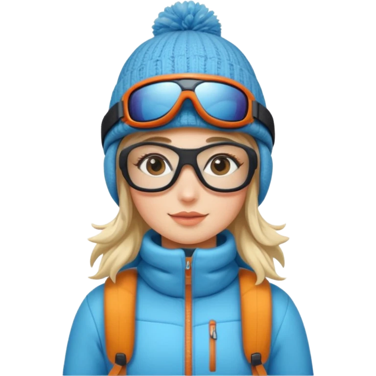 Winter clothes girl with skiing glasses potraiot  emoji