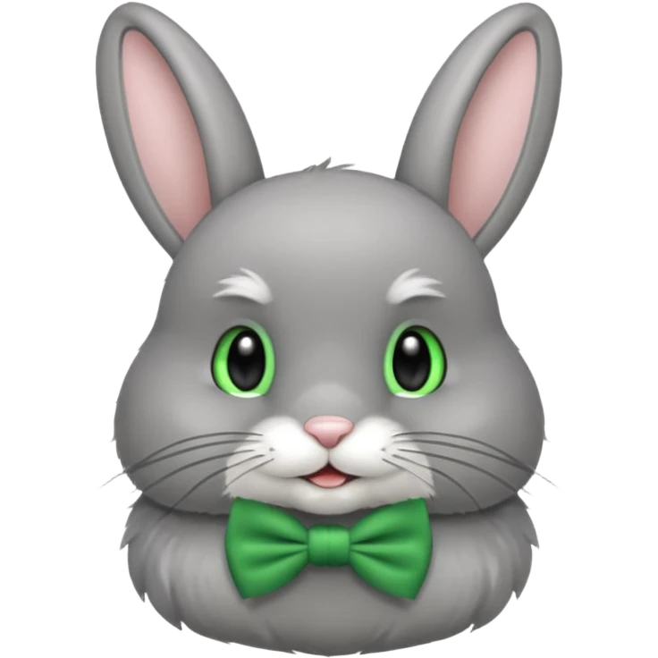 grey bunny with green bowtie emoji