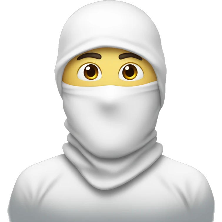 Guy with a white Balaclava long face emoji
