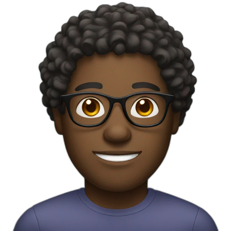 Black man with curly hair in glasses emoji