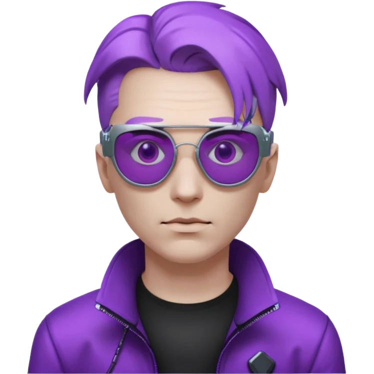Cyberpunk man head 3d puruple cyber-glasses emoji