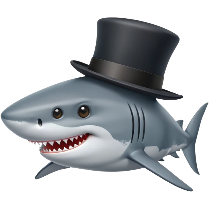 shark wearing a black top hat emoji