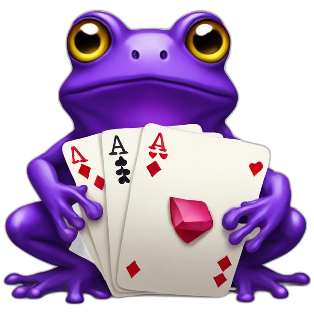 violet frog playinf poker emoji
