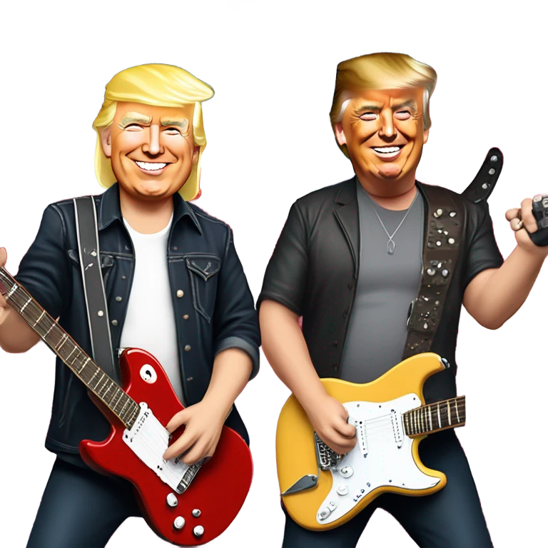 Elon musk and trump playing in a rock band called maga emoji