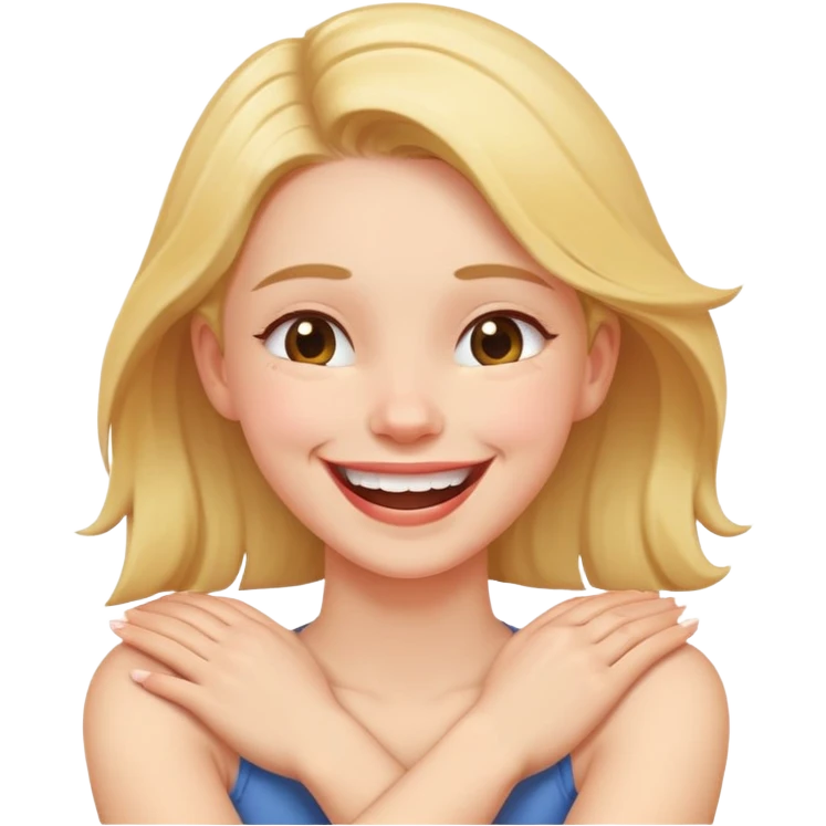 arms crossed holding neck laughing girl  emoji