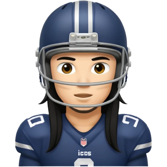 american football player long black haired emoji