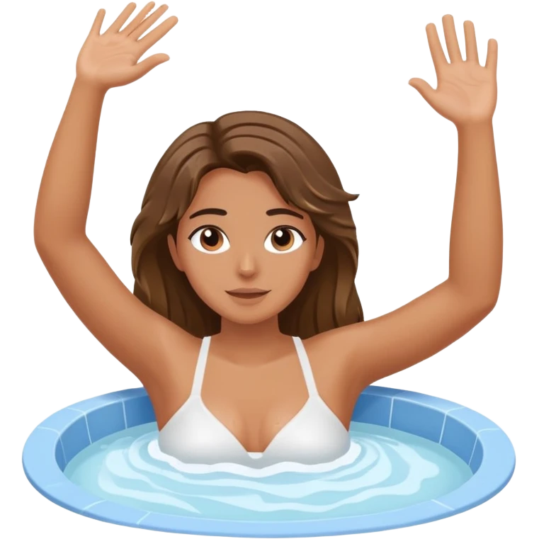 Person in jacuzzi with one hand raised up and other hand holding onto the edge of the jacuzzi emoji