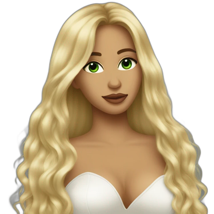Romeo Santos kiss blond woman with green eyes amd very very very long hair emoji