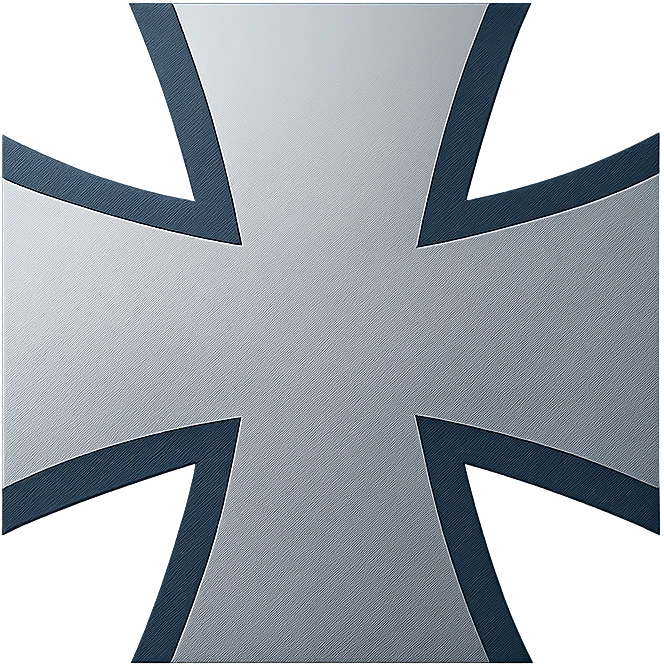 Bundeswehr emblem, modern German armed forces insignia, stylized silver Iron Cross with blue background, clean and symmetrical, no text, centered emoji