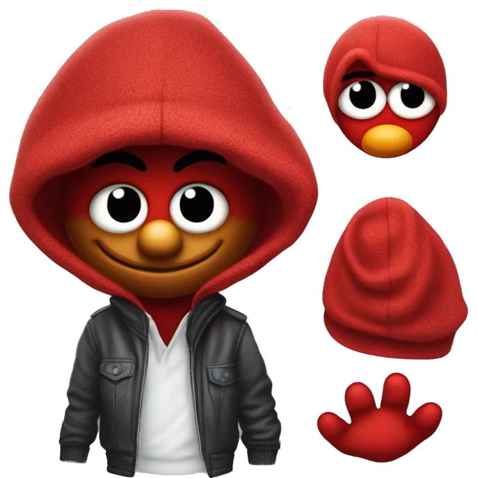 Thug-Life Gangster-style Hood-version of Elmo:
A small, red monster with a big heart and an infectious giggle. Elmo’s high-pitched voice, wide-eyed innocence, and love for learning make him a favorite among kids and adults alike. emoji