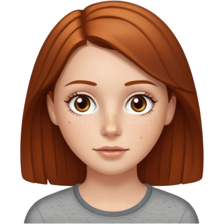 A white girl with freckles and strait brown hair with hazel eyes emoji