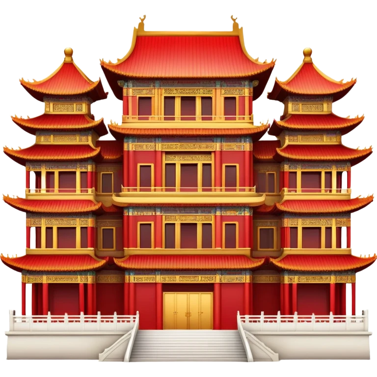 Chinese palace facade emoji, simplified architectural icon like the western building emoji emoji