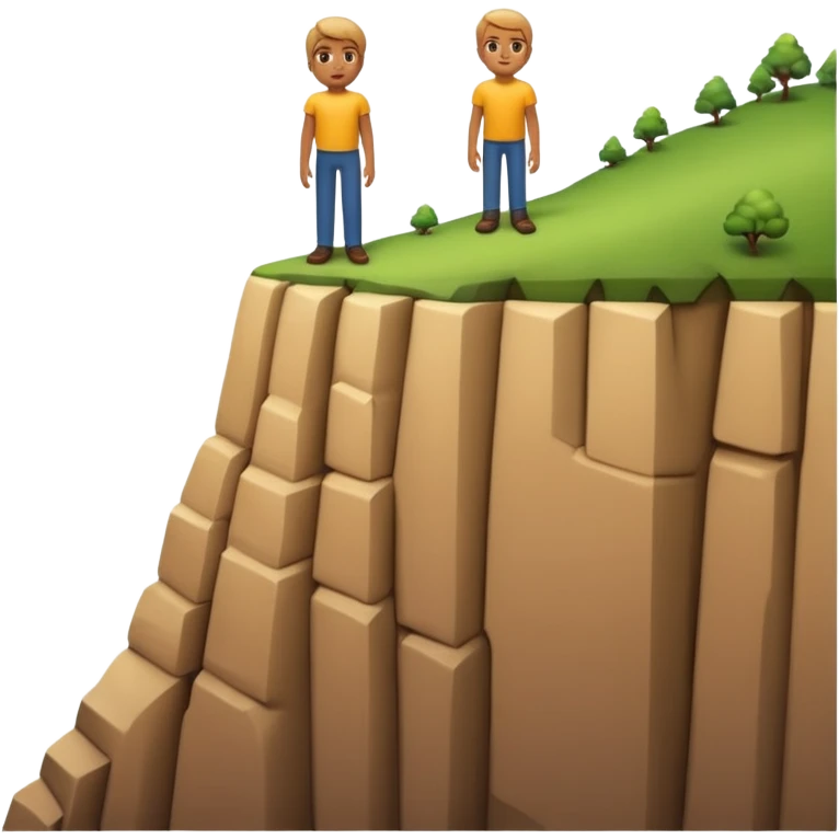 A 3D emoji of a person standing at the edge of a steep cliff in Apple style. The person faces forward, close to the edge, showing a sense of height and danger. Clean, glossy , isolated on white background.


 emoji