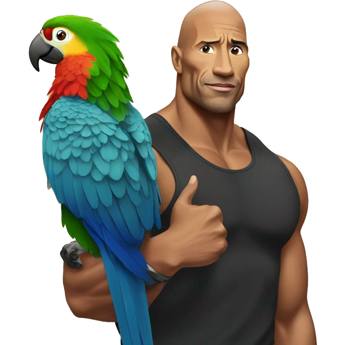 the rock with a parrot on his shoulder emoji