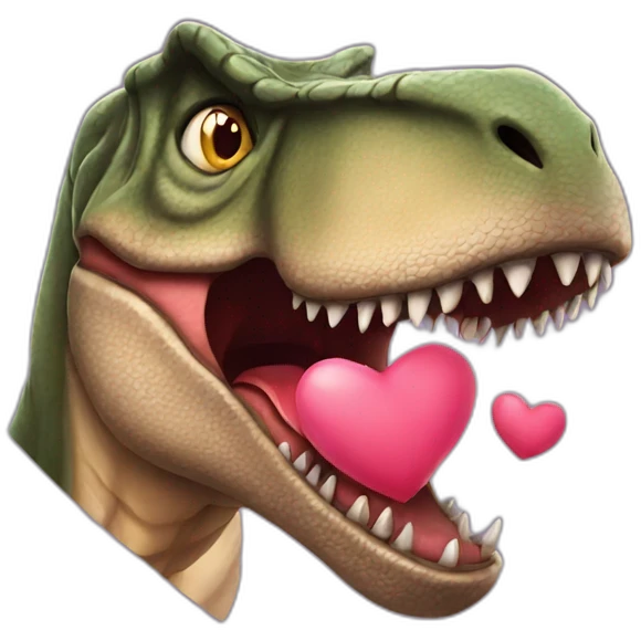 t-rex with hearts emoji