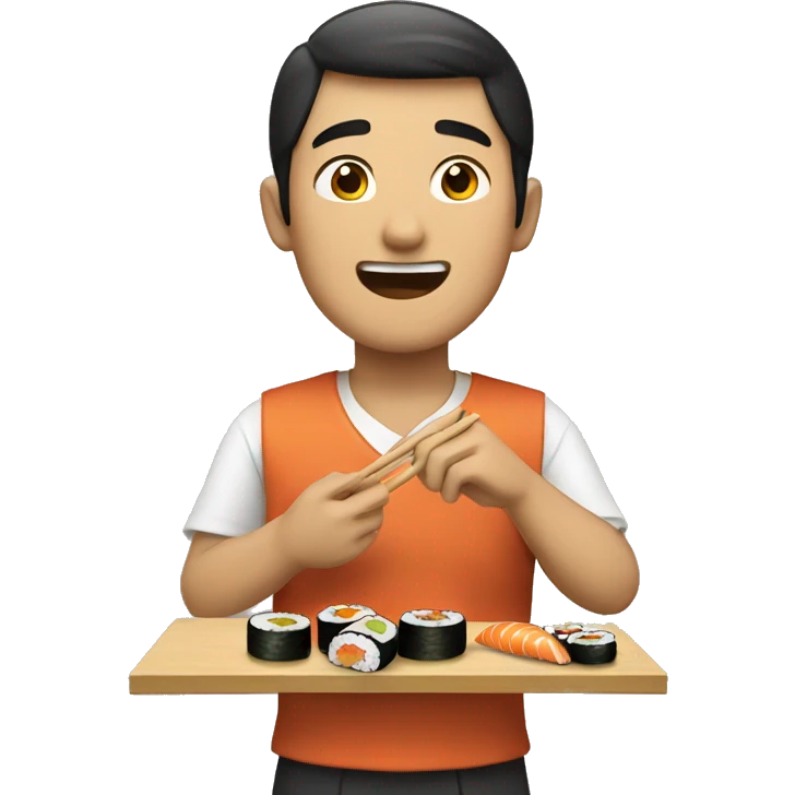 Asian guy eating sushi  emoji