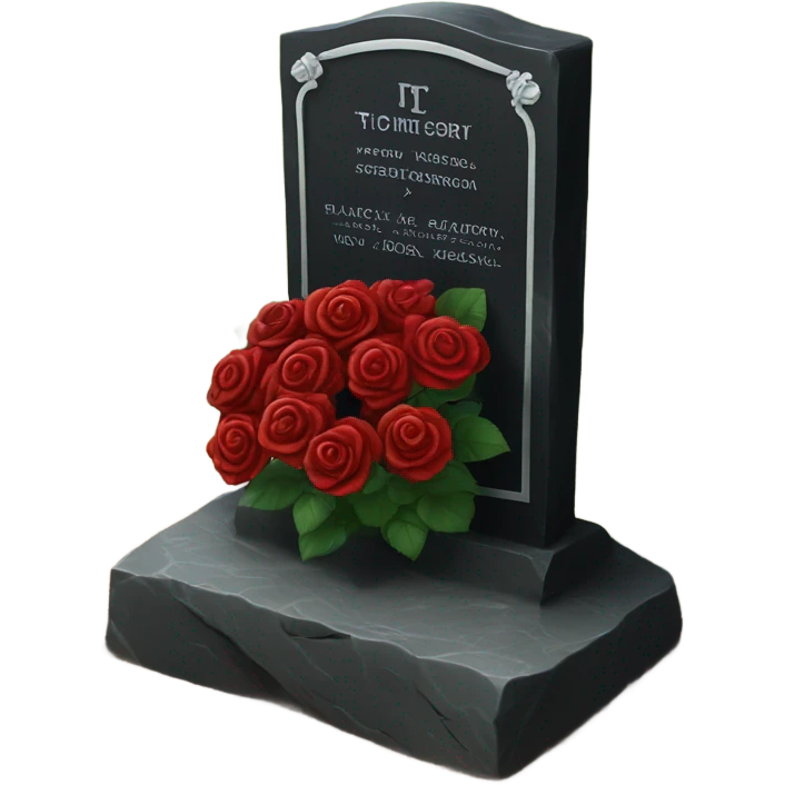 black grave with roses emoji