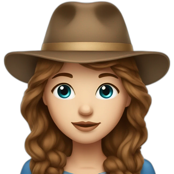 Russian girl bleu eye and long brown hair and Russian hat emoji