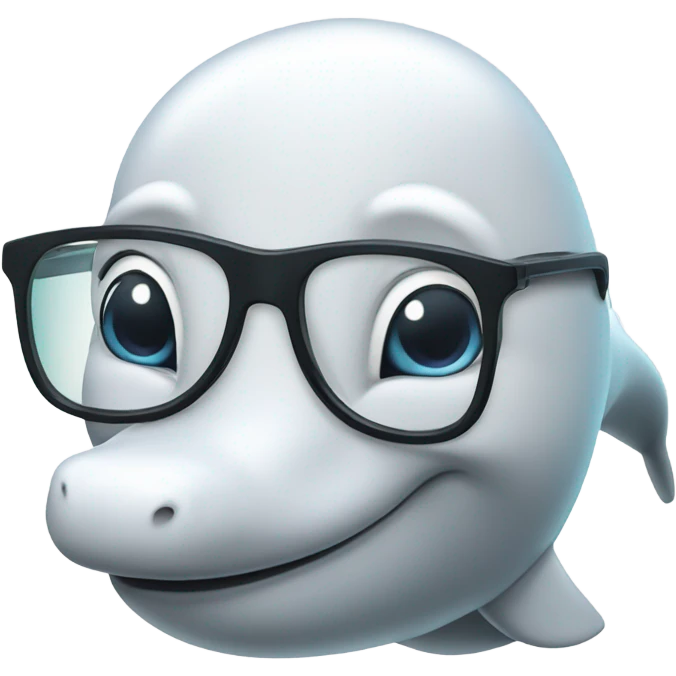 Smart white dolphin with glasses in profile emoji