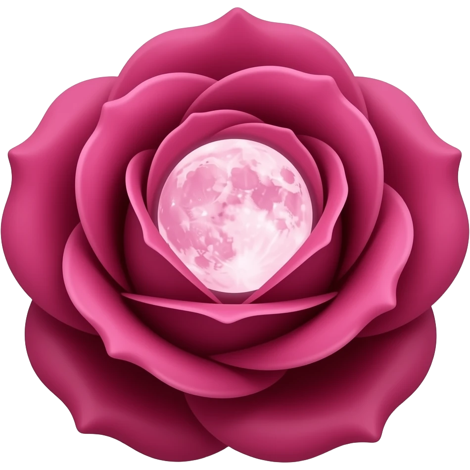dark pink rose with a pink fullmoon inside emoji