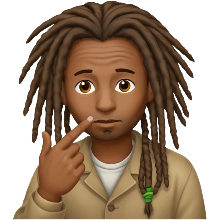 Black man with dreads wiping his nose with index finger emoji