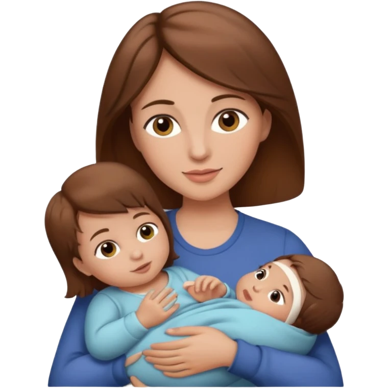 Mother holding infant brown hair fair skin emoji
