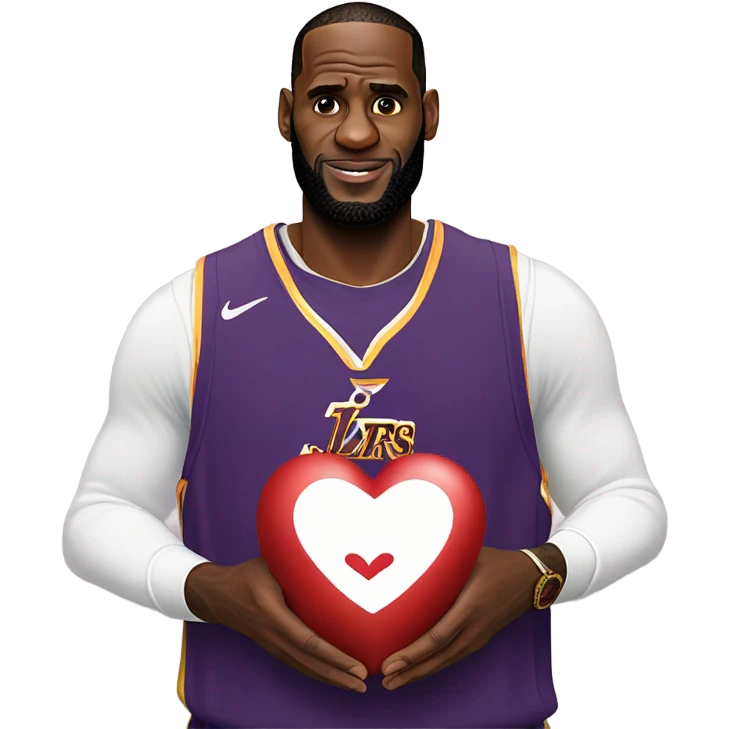 realistic LeBron james holding a heart emoji