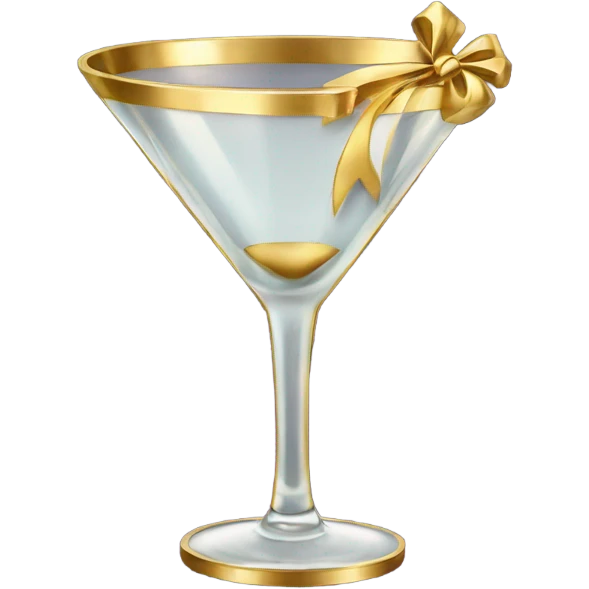 gold rimmed martini glass with tiny gold bows emoji