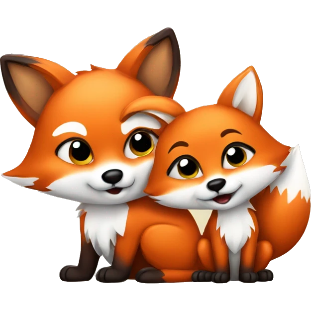 Fox and baby fox emoji