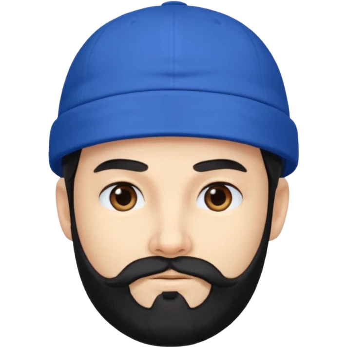mago merlin con barba negra y gorra azul emoji