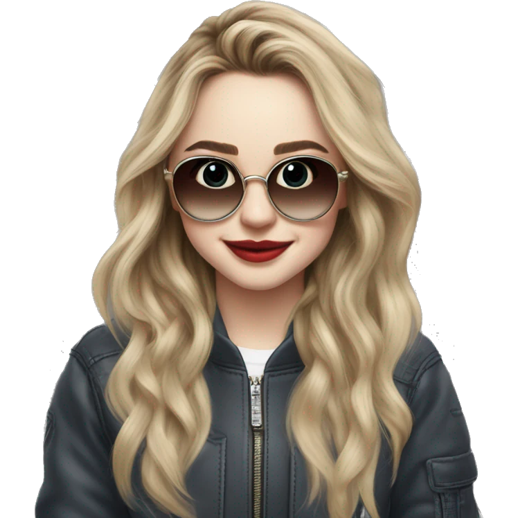 Sabrina Carpenter com óculos de grau estilo aviador transporte  emoji