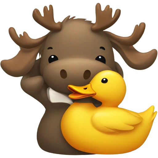 A moose hugging a duck emoji