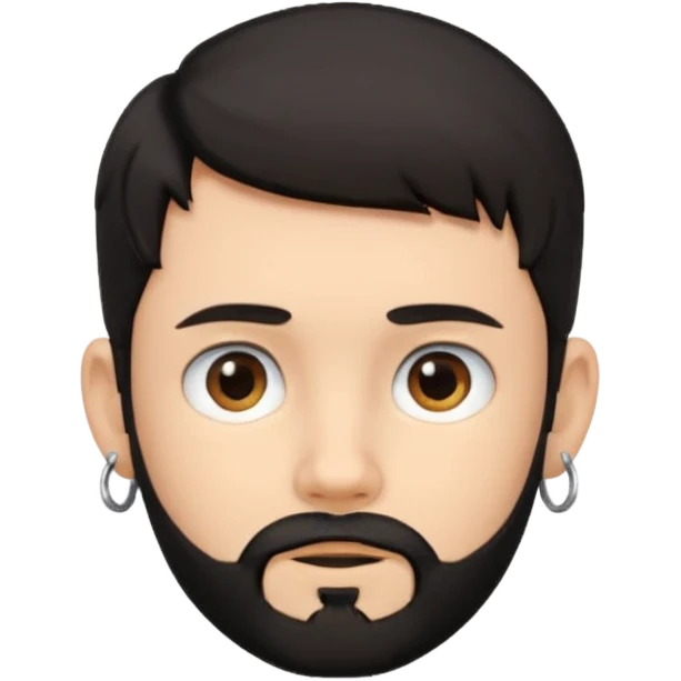Dark-haired boy, short hair, with some beard and an earring in his ear emoji