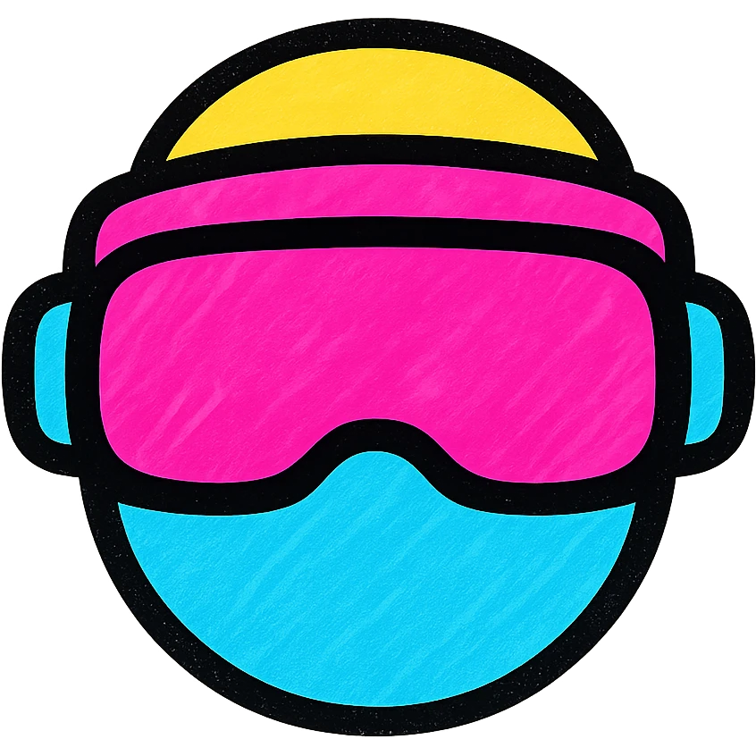 A modern, minimalistic icon of a virtual reality helmet in flat design style, using bright and harmonious colors, suitable for mobile and web applications. emoji