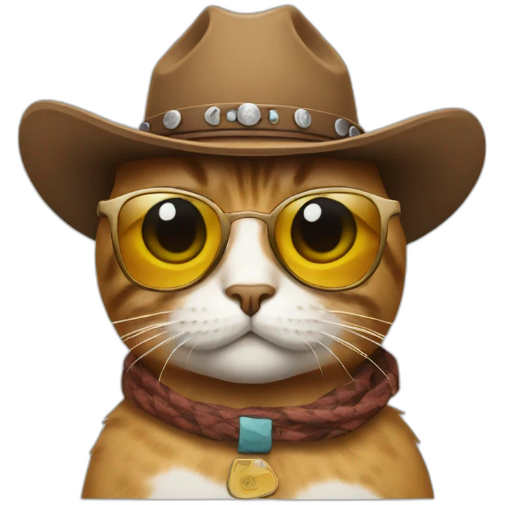 cat with sunglasses and cowboy hat emoji