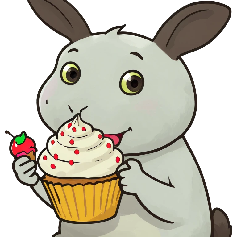 labubu eating a cupcake emoji